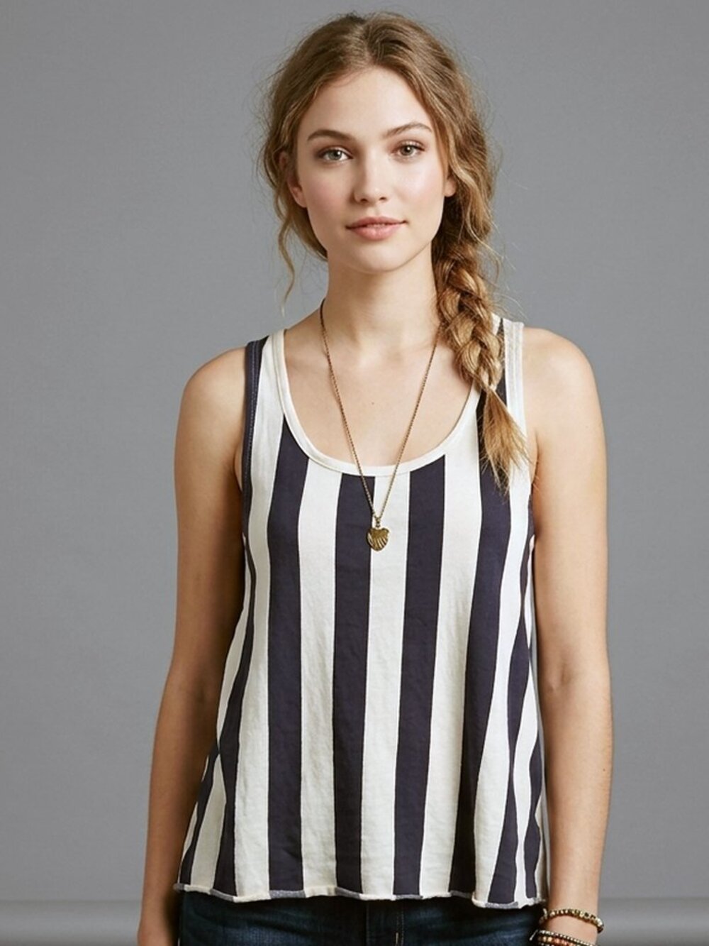 S/M stripe soft thin crop tank top shirt